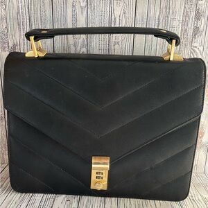 Amiet Swiss Unisex Quilted Crossbody Bag Combination Lock Gold Hardware